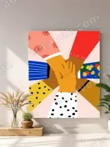 Unity Hands Colorful Patterned Canvas Wall Art for Home Decor – view 4