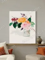 Colorful Floral Bouquet Canvas Wall Art for Living Room Bedroom Decor – view 3