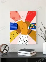 Unity Hands Colorful Patterned Canvas Wall Art for Home Decor – view 3