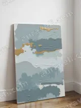 Abstract Blue & Gold Textured Canvas Wall Art for Living Room Home Decor – view 3