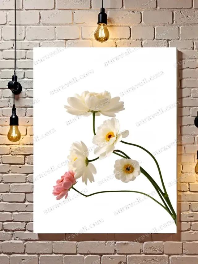 White & Pink Floral Canvas Wall Art for Living Room Bedroom Home Decor — art print