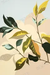 Minimalist Botanical Leaves Canvas Wall Art for Living Room framed modern home decor