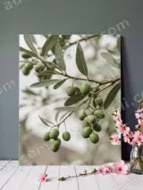 Green Olive Branch Canvas Wall Art for Living Room Home Decor