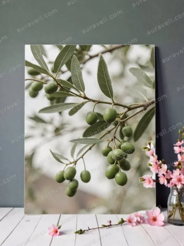 Green Olive Branch Canvas Wall Art for Living Room Home Decor — art print
