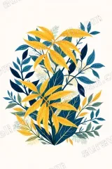 Vibrant Botanical Leaf Canvas Wall Art for Living Room framed modern home decor