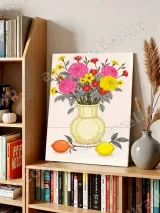 Colorful Floral Vase with Lemons & Orange Canvas Wall Art for Home Decor – view 5