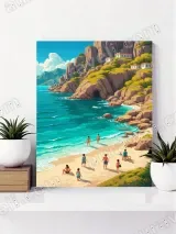 Vibrant Coastal Beach Canvas Wall Art for Living Room Decor