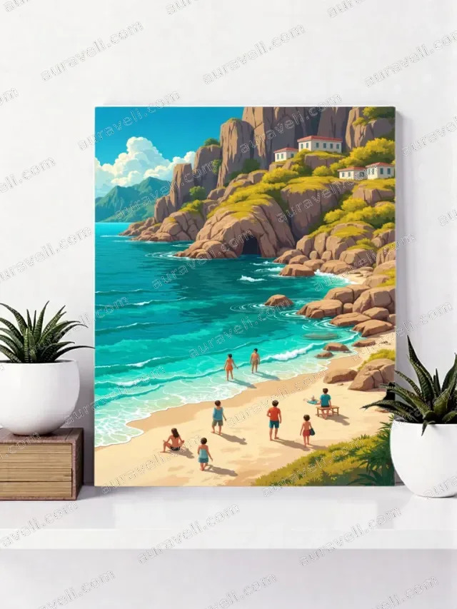 Vibrant Coastal Beach Canvas Wall Art for Living Room Decor — art print