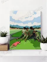Family Scene Rural Landscape Canvas Wall Art for Living Room Home Decor