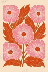 Pink Floral Canvas Wall Art for Living Room Bedroom framed modern home decor