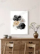 Black Beige Gray Floral Canvas Wall Art for Home Decor – view 2