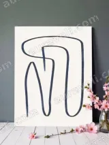 Abstract Blue Line Minimalist Canvas Wall Art for Living Room Bedroom Home Decor – view 3