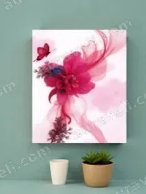 Pink Floral & Butterfly Abstract Canvas Wall Art for Bedroom Living Room Home Decor – view 2