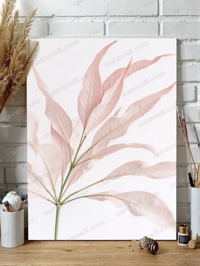 Pink Botanical Leaf Canvas Wall Art for Living Room Bedroom Home Decor — art print