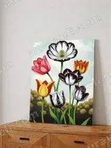 Variegated Tulip Floral Canvas Wall Art for Living Room Home Decor – view 4