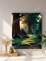 Sunlit Forest Giant Trees Canvas Wall Art for Living Room Home Decor – view 3