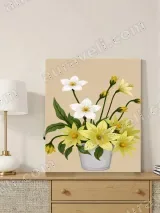 Yellow & White Flower Bouquet Canvas Wall Art for Living Room Decor – view 3