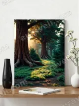 Sunlit Forest Giant Trees Canvas Wall Art for Living Room Home Decor