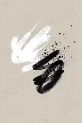 Abstract Black White Brushstroke Canvas Wall Art for Modern framed home decor