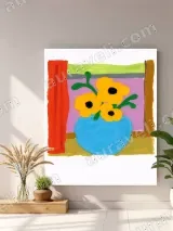 Bright Floral Vase Canvas Wall Art for Living Room Decor – view 4