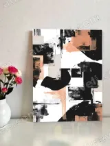 Abstract Black Coral Geometric Canvas Wall Art for Living Room Home Decor