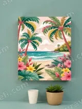 Tropical Beach Palm Tree Floral Canvas Wall Art for Home Decor – view 3