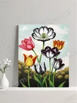 Variegated Tulip Floral Canvas Wall Art for Living Room Home Decor – view 3
