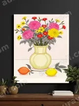 Colorful Floral Vase with Lemons & Orange Canvas Wall Art for Home Decor – view 3