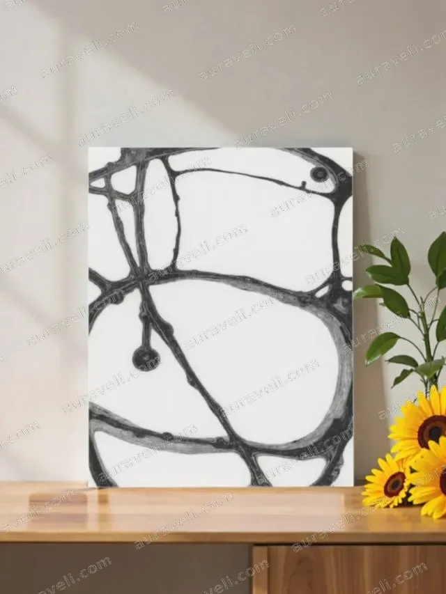Abstract Black & White Line Art Canvas Wall Art for Home Decor — art print