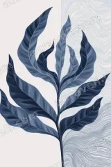 Blue Botanical Leaf Canvas Wall Art for Living Room framed modern home decor