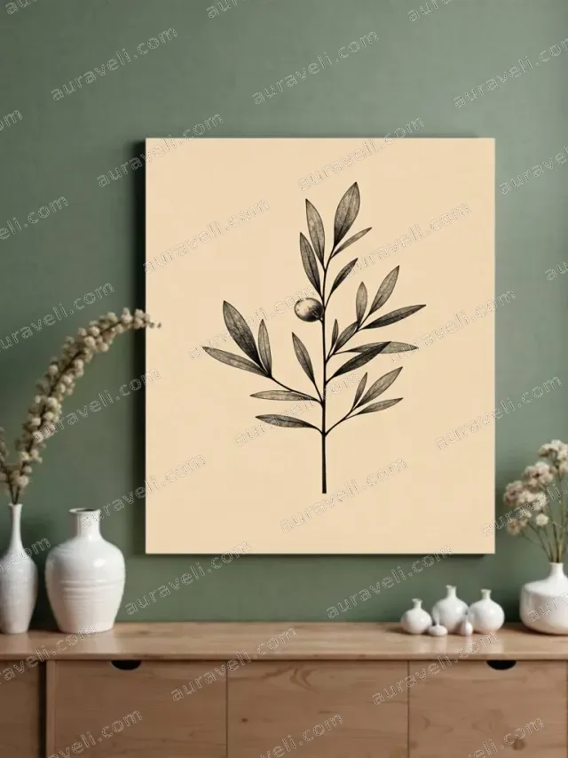Vintage Olive Branch Canvas Wall Art for Living Room Home Decor — art print