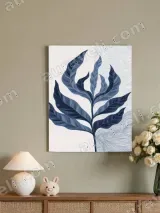 Blue Botanical Leaf Canvas Wall Art for Living Room Home Decor – view 4