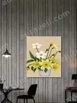 Yellow & White Flower Bouquet Canvas Wall Art for Living Room Decor – view 2