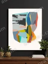 Abstract Colorful Geometric Canvas Wall Art for Living Room Home Decor