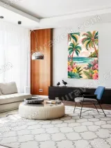 Tropical Beach Palm Tree Floral Canvas Wall Art for Home Decor – view 5
