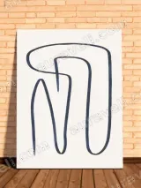 Abstract Blue Line Minimalist Canvas Wall Art for Living Room Bedroom Home Decor – view 2