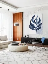 Blue Botanical Leaf Canvas Wall Art for Living Room Home Decor – view 5