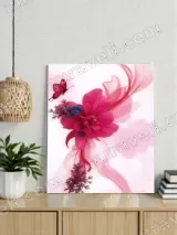 Pink Floral & Butterfly Abstract Canvas Wall Art for Bedroom Living Room Home Decor – view 3