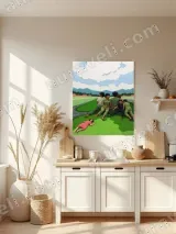 Family Scene Rural Landscape Canvas Wall Art for Living Room Home Decor – view 3