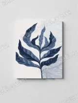 Blue Botanical Leaf Canvas Wall Art for Living Room Home Decor – view 2
