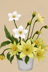 Yellow White Flower Bouquet Canvas Wall Art for Living and framed modern home decor