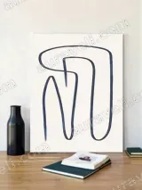 Abstract Blue Line Minimalist Canvas Wall Art for Living Room Bedroom Home Decor – view 4