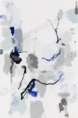 Abstract Blue Gray Ink Canvas Wall Art for Living and framed modern home decor