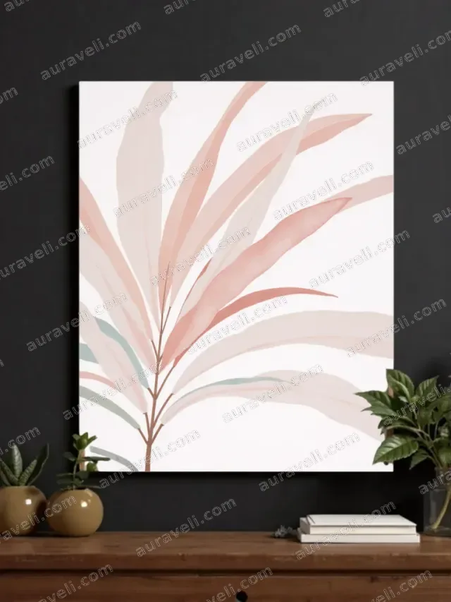 Pastel Botanical Leaf Canvas Wall Art for Living Room Bedroom Home Decor — art print