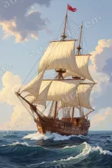Vintage Sailing Ship Canvas Wall Art for Living Room framed modern home decor