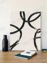 Abstract Black Brushstroke Circles Canvas Wall Art for Living Room Home Decor – view 2