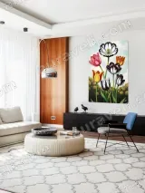 Variegated Tulip Floral Canvas Wall Art for Living Room Home Decor – view 5