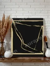 Abstract Black & Gold Canvas Wall Art for Living Room Decor