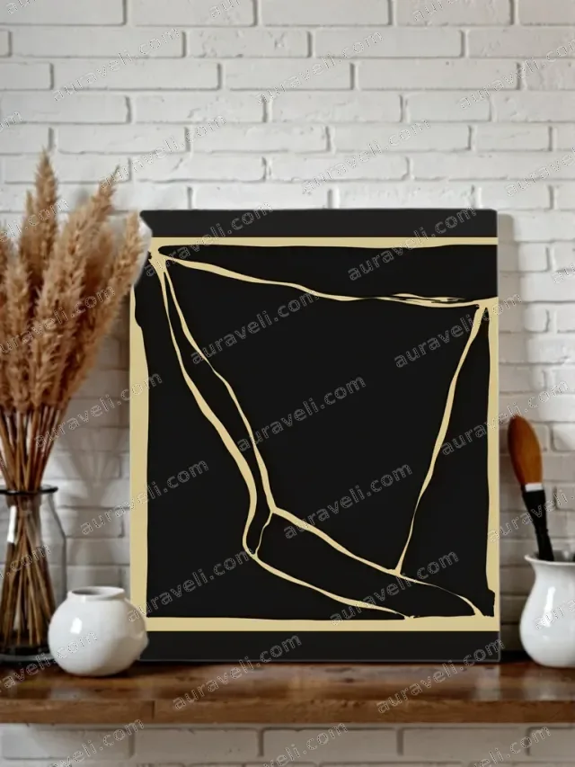 Abstract Black & Gold Canvas Wall Art for Living Room Decor — art print