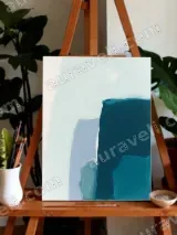 Abstract Teal & Blue Canvas Wall Art for Living Room Bedroom Home Decor